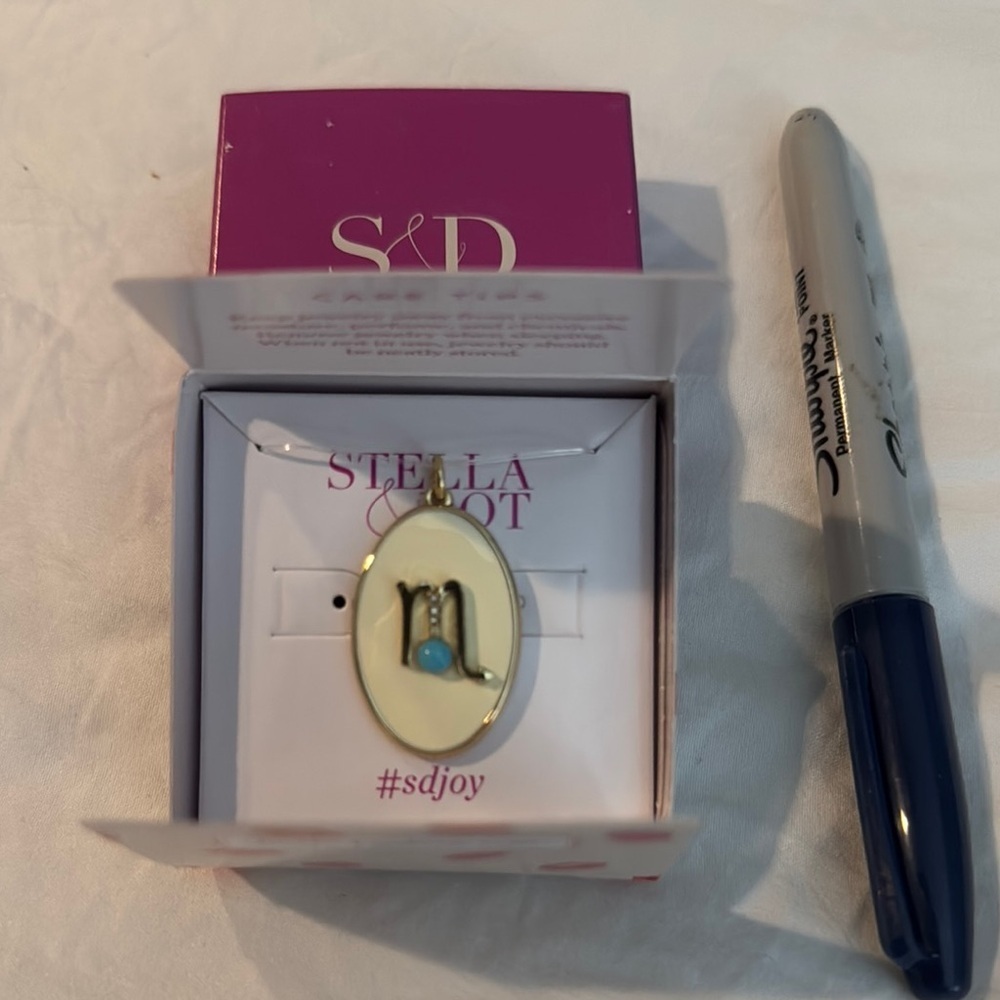 Stella & Dot Gold Zodiac Scorpio Pendant/Charm with Turquoise Accent